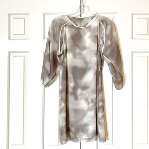 Halston Heritage stunning taupe & gray open back cut out dress w side zipper. 0